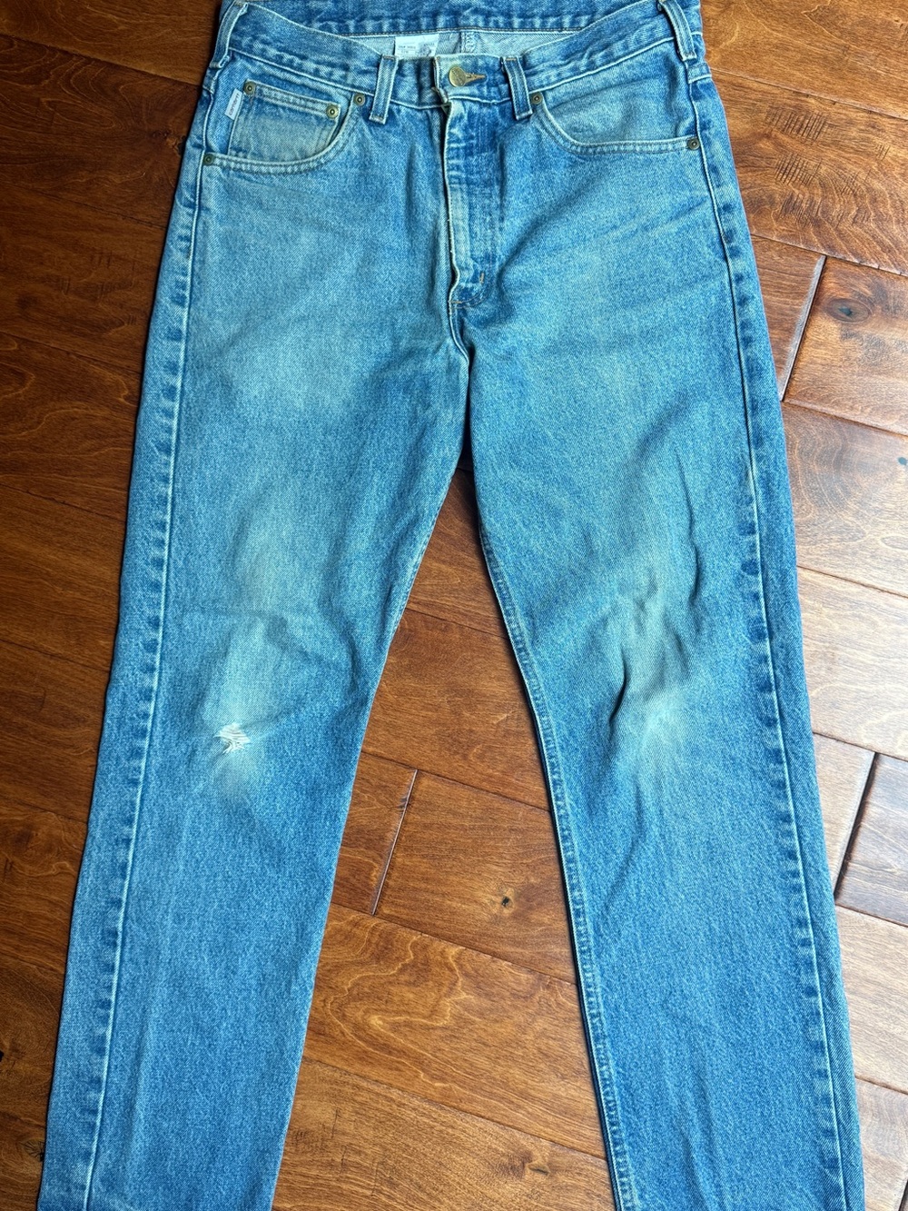 Carhartt Men's Baggy Jeans in Faded Blue Denim